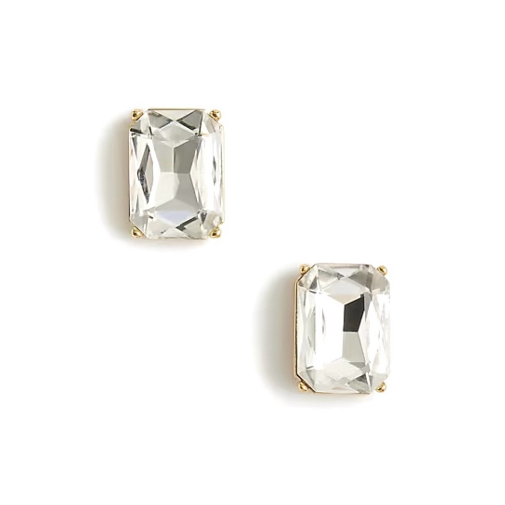 J. CREW Earrings Crystal Solitaire Stud Post Pierced Earrings NWT